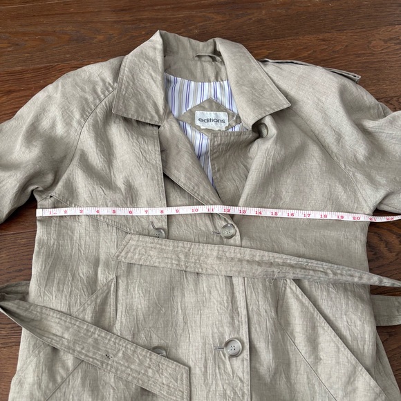 Vintage Tan Texture Classic Longline Trench Coat - Picture 11 of 15